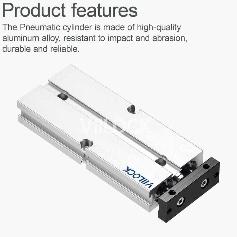 VIILOCK Pneumatic Air Cylinder 16mm Bore 75mm Stroke, Small Air Cylinder Double Rod Double Action TN16x75 - Image 2